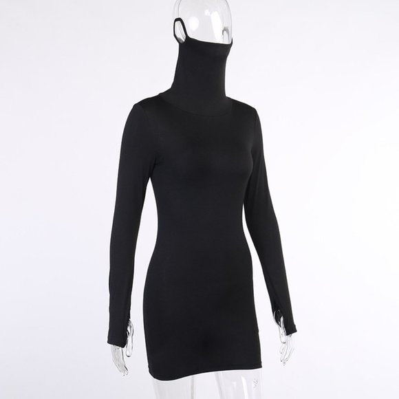 Winter Long Sleeve Masked Dress - Picture 4 of 10